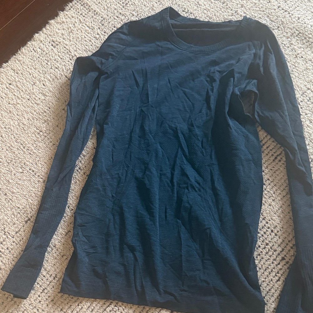 Navy Blue Long Sleeve Crew Neck T-Shirt